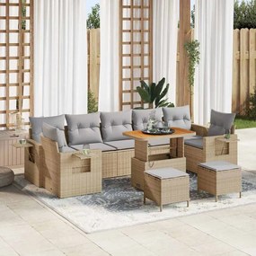 vidaXL Σετ Καναπέ Κήπου 10 pcs Μπεζ συνθετικό ρατάν
