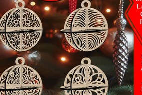 Intra απο ξύλο plywood 3mm-4mm πάχος Τρισδιάστατο Χριστουγεννιάτικων Μπάλων V4 Δίασταση 1x1 cm INTRAFABR-108471283