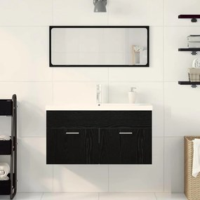vidaXL Σετ Επίπλων Μπάνιου με πόρτα 3 pcs Μαύρη Οξυά 90 x 38.5 x 46 cm