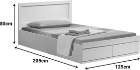 Κρεβάτι Olympus pakoworld με συρτάρι σε λευκή απόχρωση 120x200εκ