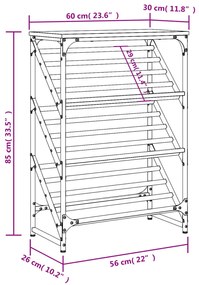 Παπουτσοθήκη Καφέ Δρυς 60 x 30 x 85 εκ. Επεξεργασμένο Ξύλο - Καφέ