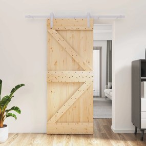 vidaXL Συρόμενη Πόρτα Φυσικό και Λευκό 85 x 210 cm