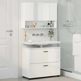 vidaXL Σετ Επίπλων Μπάνιου 2 pcs Γυαλιστερό λευκό 76,5 x 35 x 64 εκ