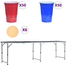 vidaXL Τραπέζι Beer Pong Πτυσσόμενο με Ποτήρια και Μπάλες 240 εκ.