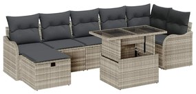 vidaXL Σετ Καναπέ Κήπου με μαξιλάρι 8 pcs Ανοιχτό γκρι Πολυ ράταν