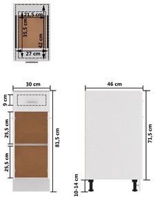 Ντουλάπι με Συρτάρι Λευκό 30x46x81,5 εκ. Επεξ. Ξύλο - Λευκό