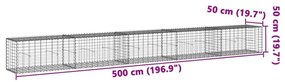 Συρματοκιβώτιο με Κάλυμμα 500x50x50 εκ. από Γαλβανισμένο Χάλυβα - Ασήμι