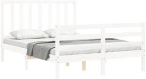 vidaXL Σκελετός Κρεβ. Χωρίς Στρώμα Λευκό 140x190 εκ Μασίφ Πεύκο