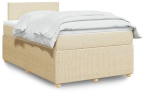 vidaXL Κρεβάτι Boxspring με Στρώμα Κρεμ 120x190 εκ. Υφασμάτινο