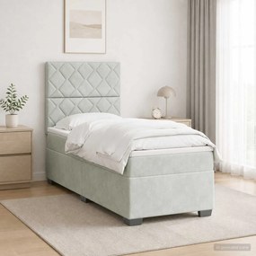 vidaXL Κρεβάτι box spring με στρώμα Ανοιχτό γκρι 80 x 200 cm Βελούδο