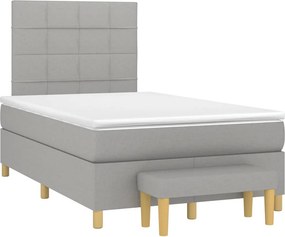 vidaXL Κρεβάτι Boxspring με Στρώμα Ανοιχτό Γκρι 120x190 εκ. Υφασμάτινο