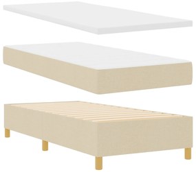 vidaXL Κρεβάτι με Στρώμα Κρεμ 100x200 εκ. Ύφασμα