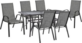 ΣΕΤ ΤΡΑΠΕΖΑΡΙΑ 7ΤΜΧ ΤΡΑΠΕΖΙ BRUNO 150X90 ΜΕ ΠΟΛΥΘΡΟΝΕΣ TEXTILINE ΓΚΡΙ HM11471