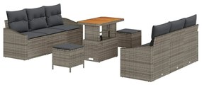 vidaXL Σετ Καναπέ Κήπου με μαξιλάρι 9 pcs Γκρι 90 x 55 x 71 cm