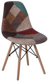 Καρέκλα Art Wood ΕΜ123,82 47x52x84cm Brown-Multi Σετ 4τμχ Ξύλο,Πολυπροπυλένιο