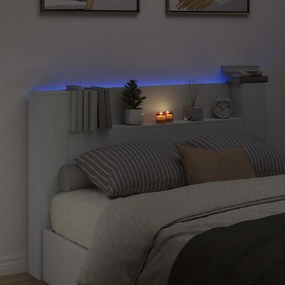 vidaXL Κεφαλάρι με Αποθήκη και LED Λευκό Επεξεργασμένο Ξύλο