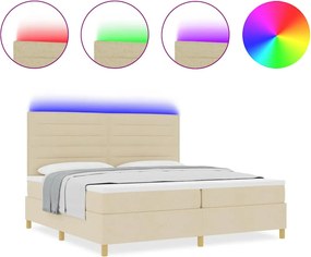 vidaXL LED Κρεβάτι με βάθρο με στρώμα Κρεμ 200 x 200 cm ύφασμα