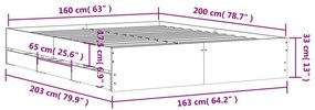 Πλαίσιο Κρεβατιού με Συρτάρια Λευκό 160x200 εκ. Επεξεργ. Ξύλο - Λευκό