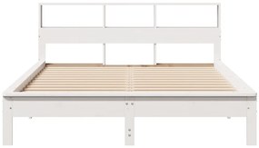 Κρεβάτι Βιβλιοθήκη Χωρίς Στρώμα 120x190 εκ Μασίφ Ξύλο Πεύκου - Λευκό
