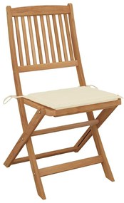 vidaXL Καρέκλες Εξ. Χώρου Πτυσσόμενες 8 τεμ. Ξύλο Ακακίας &amp; Μαξιλάρια