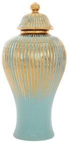 Βάζο με Ρίγες 88128 19,5x41cm Turkuaz-Gold Ceramic