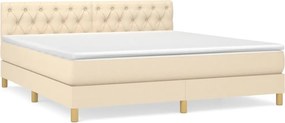 vidaXL Κρεβάτι Boxspring με Στρώμα Κρεμ 160x200 εκ. Υφασμάτινο