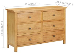 vidaXL Συρταριέρα 105 x 33,5 x 73 εκ. από Μασίφ Ξύλο Δρυός