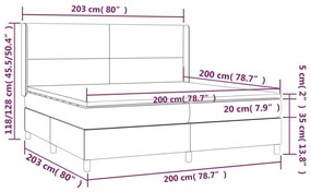 Κρεβάτι Boxspring με Στρώμα &amp; LED Σκ. Γκρι 200x200εκ. Βελούδινο - Γκρι