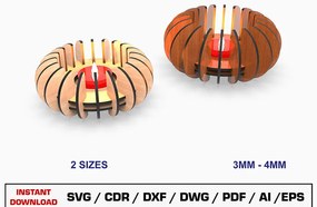 Σετ των 2 Intra απο ξύλο plywood 3mm-4mm πάχος Κηροπήγιο κοπής με λέιζερ Δίασταση 15x15 cm INTRAFABR-105152638