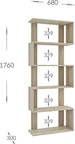 Βιβλιοθήκη Regal 68x30x176cm Σονόμα
