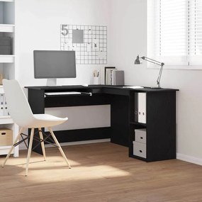 vidaXL Γραφείο Μαύρο Δρυς 120x140x75 εκ. Από Επεξεργασμένο Ξύλο