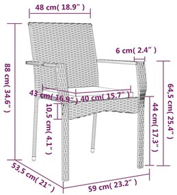 Καρέκλες Κήπου 4 τεμ. Γκρι από Συνθετικό Ρατάν με Μαξιλάρια - Γκρι