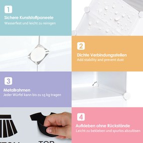 HOMCOM Ντουλάπι παπουτσιών, ράφι με κουτιά αποθήκευσης, ντουλάπα, πλαστικό, ατσάλι, λευκό, 75 x 37 x 73 εκ.