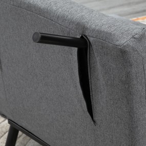 HOMCOM Αναδιπλούμενη πολυθρόνα με λειτουργία κρεβατιού, αναδιπλούμενη πολυθρόνα με όψη λινό, ρυθμιζόμενη πλάτη, 75 x 70 x 75 cm, Σκούρο γκρι