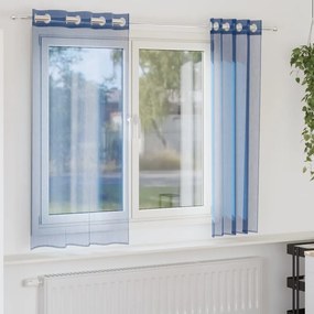 vidaXL Voile κουρτίνες με ροδέλες 2 τεμάχια Μπλε Ρουά