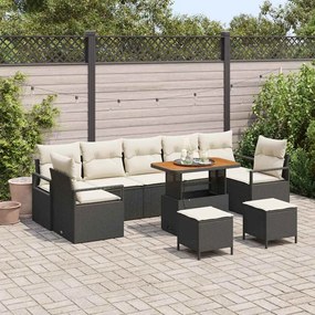 vidaXL Σετ Καναπέ Κήπου με αποθήκευση 10 pcs Μαύρο Πολυ ράταν