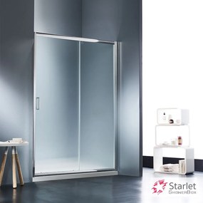 STARLET Starlet Slider 1+1 Πόρτα ντουζιέρας με 1 σταθερό &amp; 1 συρ/νο φύλλο Αδιαφανές CHROME 107-111 Υ180 &amp; 1Προφίλ επέκτασης x3εκ