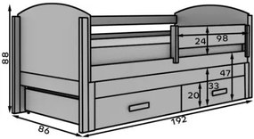 Παιδικό κρεβάτι Peony-Leuko - Gkri-180 x 80