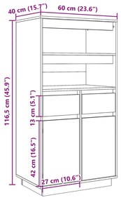 ΝΤΟΥΛΑΠΙ ΨΗΛΟ ΜΑΥΡΟ 60X40X116,5 ΕΚ. ΑΠΟ ΜΑΣΙΦ ΞΥΛΟ ΠΕΥΚΟΥ 814538