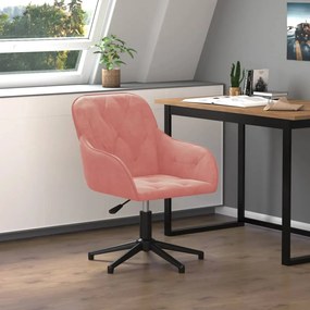 Καρέκλα Γραφείου Περιστρεφόμενη Ροζ Βελούδινη