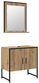 vidaXL Σετ Επίπλων Μπάνιου Επιτοίχιο 2 pcs Καφέ Επεξεργασμένο ξύλο