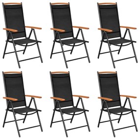 vidaXL Καρέκλες Κήπου Πτυσσόμενες 6 τεμ. Μαύρες από Textilene
