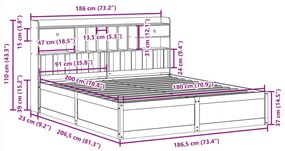 Σκελετός Κρεβατιού Χωρίς Στρώμα 180x200 εκ Μασίφ Ξύλο Πεύκου - Καφέ