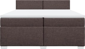 vidaXL Κρεβάτι Boxspring με Στρώμα Σκούρο Καφέ 200x200 εκ. Υφασμάτινο