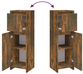 vidaXL Ντουλάπι Μπάνιου Καπνιστή Δρυς 30x30x95 εκ. Επεξεργασμένο Ξύλο