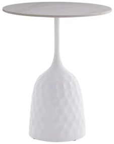 Βοηθητικό τραπέζι Kousien Inart λευκό sintered stone Φ50x60εκ 101-000098-101-000098-Λευκό 101-000098