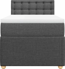 vidaXL Κρεβάτι Boxspring με Στρώμα Σκούρο Γκρι 90x190 εκ. Υφασμάτινο
