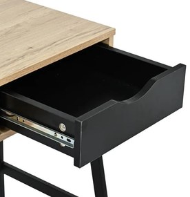 Γραφείο εργασίας Rezio με Ράφι και Συρτάρι σε Oak με Μαύρο Μεταλλικό Πόδι 75x45x76 εκ. 75x45x76 εκ.