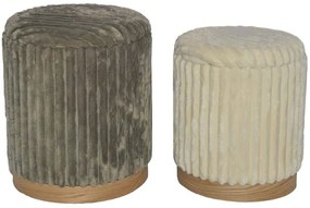 Σκαμπό Poofy Μπουκλέ (Σετ 2Τμχ) 353-000005 Φ40x44/33x38cm Grey-White