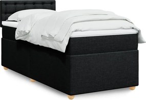 vidaXL Κρεβάτι Boxspring με Στρώμα Μαύρο 90x200 εκ. Υφασμάτινο